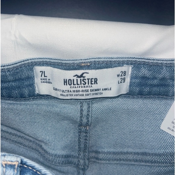Hollister Curvy Ultra High-Rise Skinny Ankle Jeans Women's Size W28xL28Blue - Picture 2 of 8